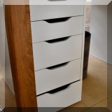 F44. 2 White wood sets of drawers, 27”h x 14”w x 20”d 